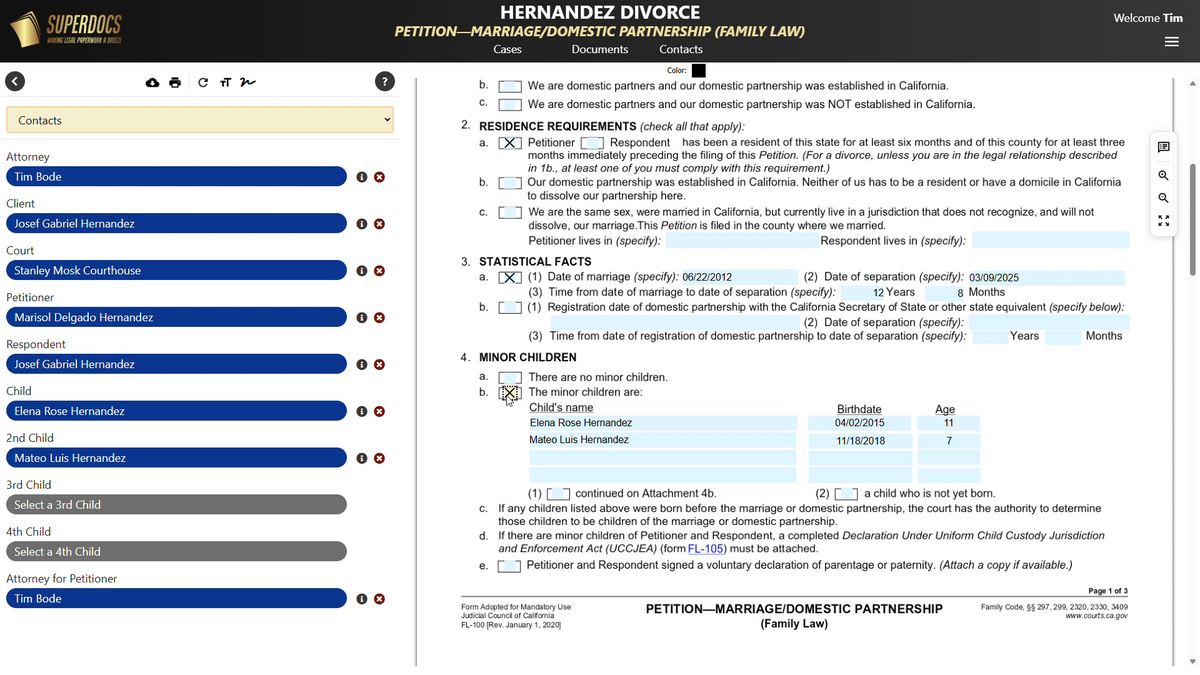 The court forms in one SuperDocs case