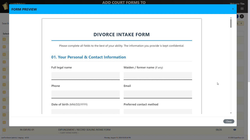Using an Intake Form to Start Your New Case